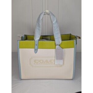 Coach Field tote 30, Colorblock with coach badge, Chalk Multi, NWT